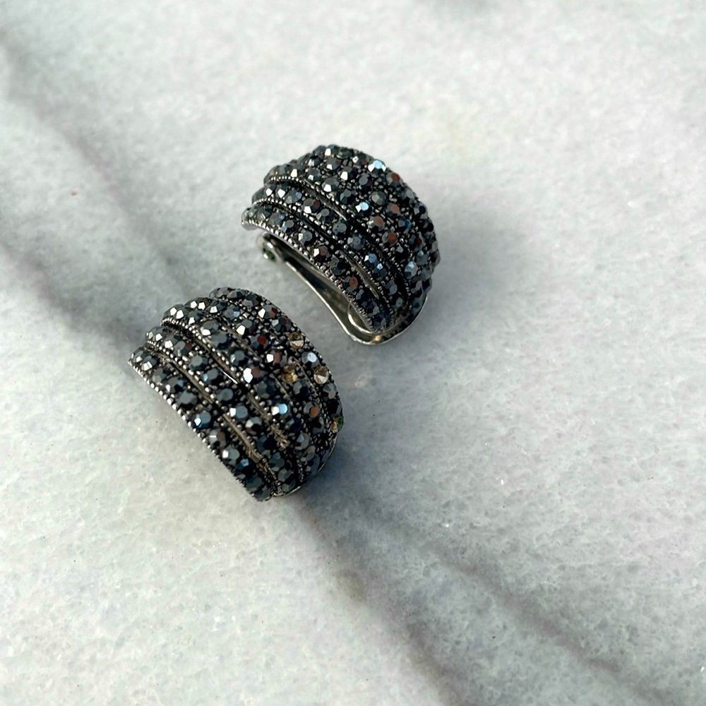Black Swarovski Clip On Earrings